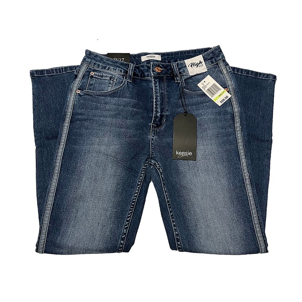 Kensie High Rise Stretch Skinny Crop Tuxedo Stripe Jeans 4/27